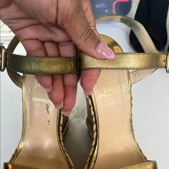 Christian Louboutin Gold Wedges - Picture 10 of 11
